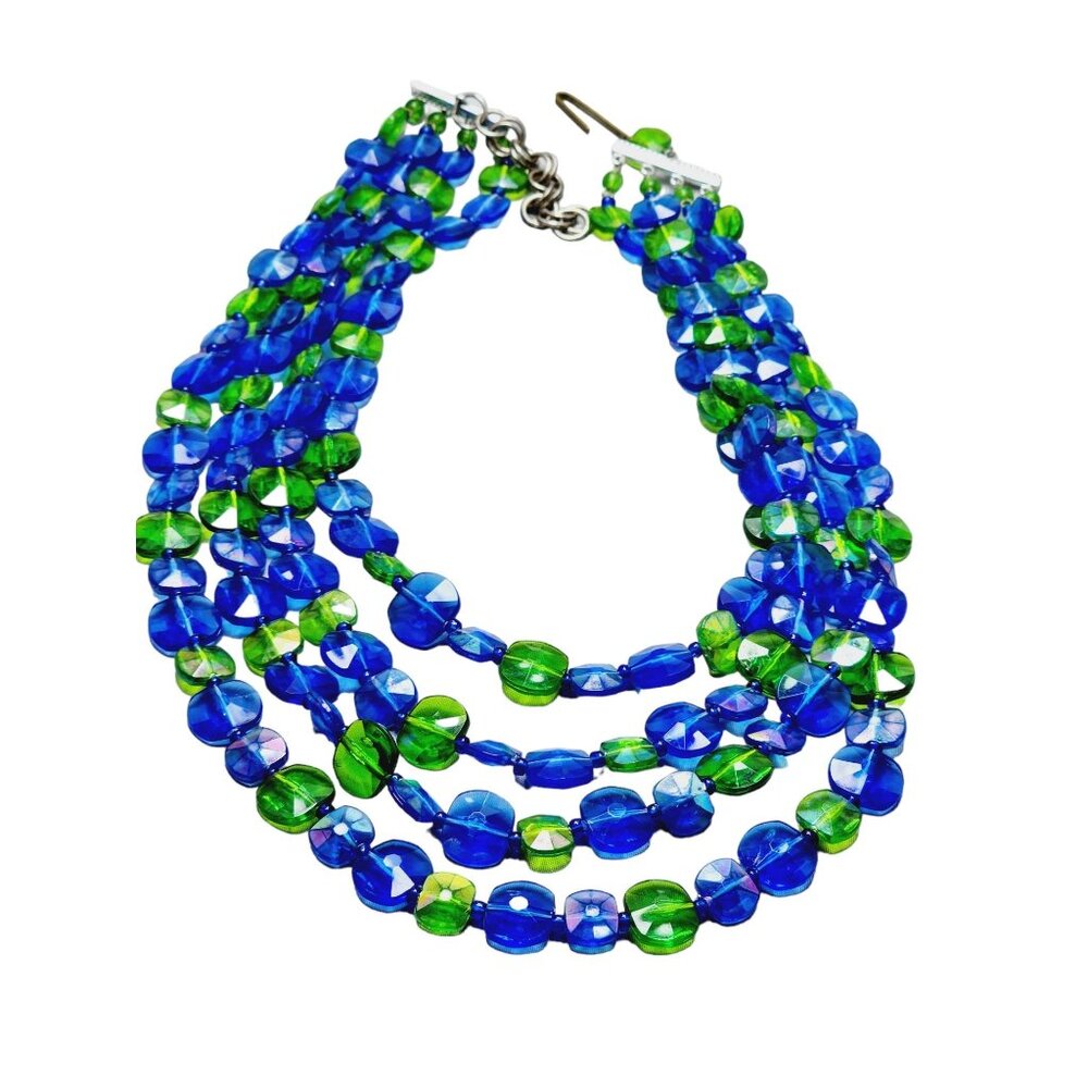Vintage West Germany Plastic Multi Strand Necklace (A1623)
